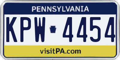 PA license plate KPW4454