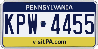 PA license plate KPW4455