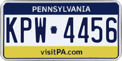 PA license plate KPW4456