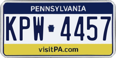 PA license plate KPW4457