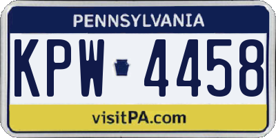 PA license plate KPW4458