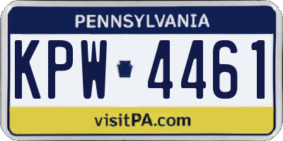 PA license plate KPW4461