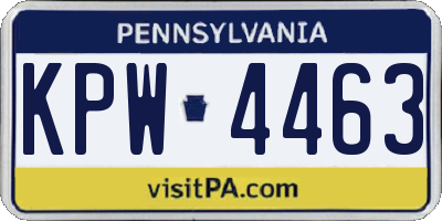 PA license plate KPW4463