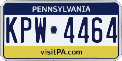 PA license plate KPW4464