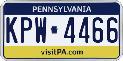 PA license plate KPW4466