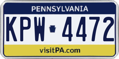 PA license plate KPW4472