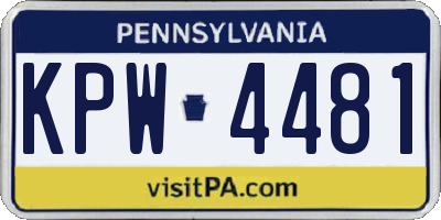 PA license plate KPW4481