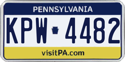 PA license plate KPW4482