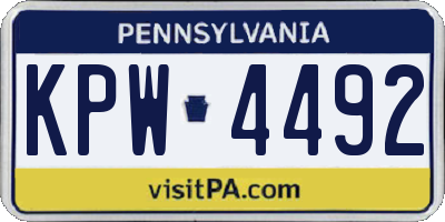 PA license plate KPW4492