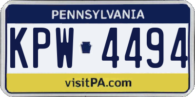 PA license plate KPW4494