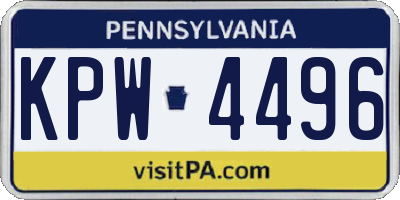 PA license plate KPW4496