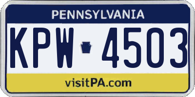 PA license plate KPW4503