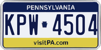 PA license plate KPW4504