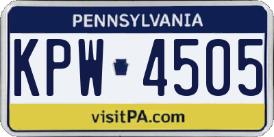 PA license plate KPW4505
