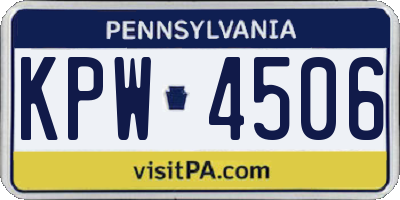 PA license plate KPW4506