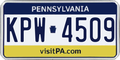 PA license plate KPW4509