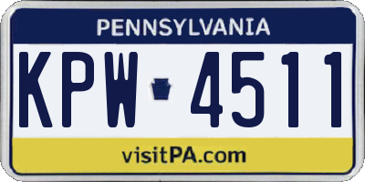 PA license plate KPW4511