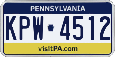 PA license plate KPW4512