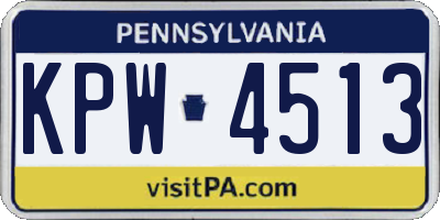 PA license plate KPW4513