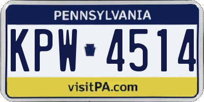 PA license plate KPW4514