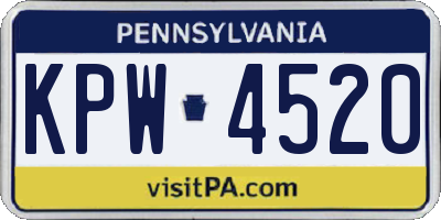 PA license plate KPW4520