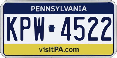 PA license plate KPW4522