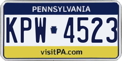 PA license plate KPW4523