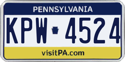 PA license plate KPW4524