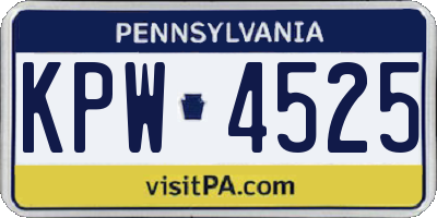 PA license plate KPW4525