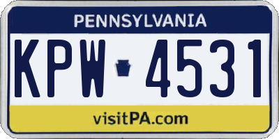 PA license plate KPW4531