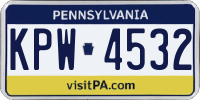PA license plate KPW4532