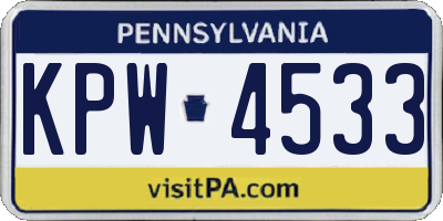 PA license plate KPW4533