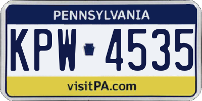 PA license plate KPW4535