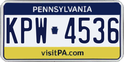 PA license plate KPW4536