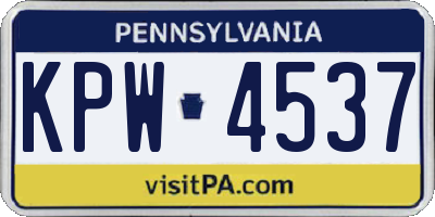 PA license plate KPW4537