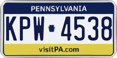 PA license plate KPW4538
