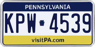 PA license plate KPW4539