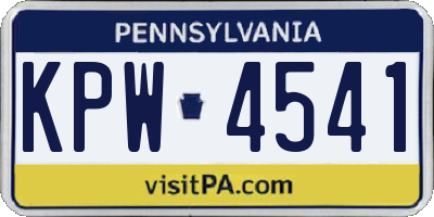PA license plate KPW4541