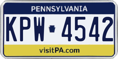 PA license plate KPW4542
