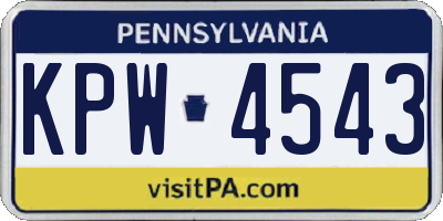 PA license plate KPW4543