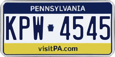 PA license plate KPW4545