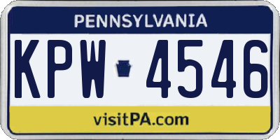 PA license plate KPW4546
