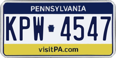 PA license plate KPW4547