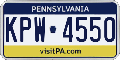 PA license plate KPW4550