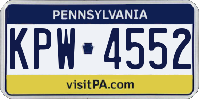 PA license plate KPW4552