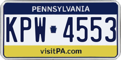 PA license plate KPW4553