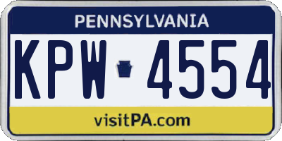 PA license plate KPW4554