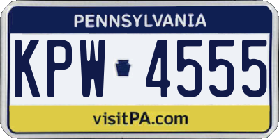PA license plate KPW4555