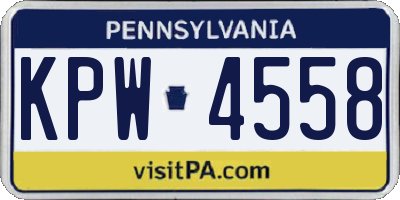 PA license plate KPW4558