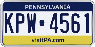 PA license plate KPW4561